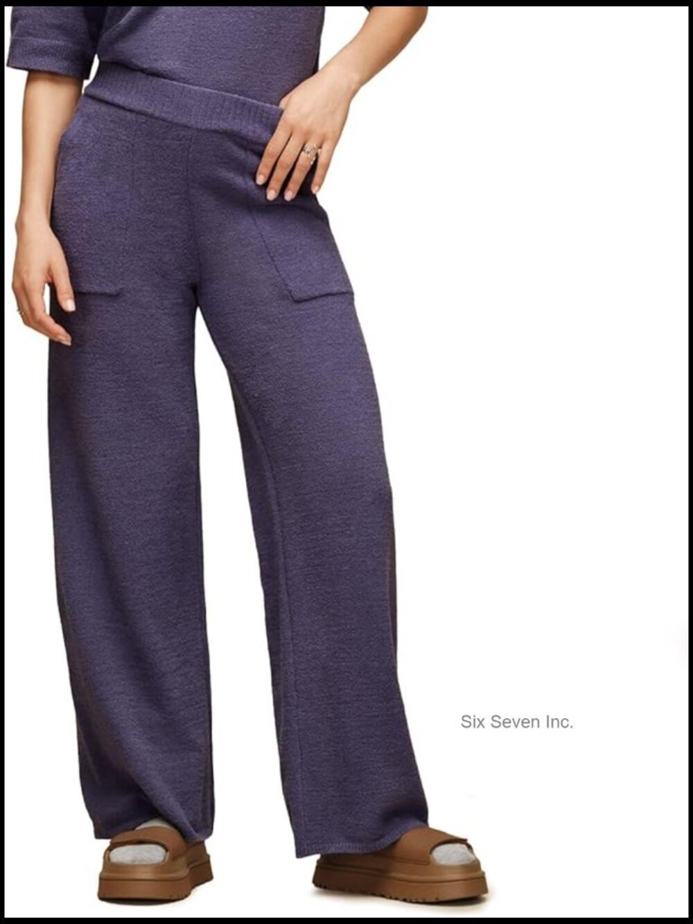 Wide-Leg Lightweight Pants, Cozy Knit Lite Recycled Polyester, Elasticized